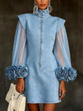 Zénobie | Robe en jean à manches en tulle