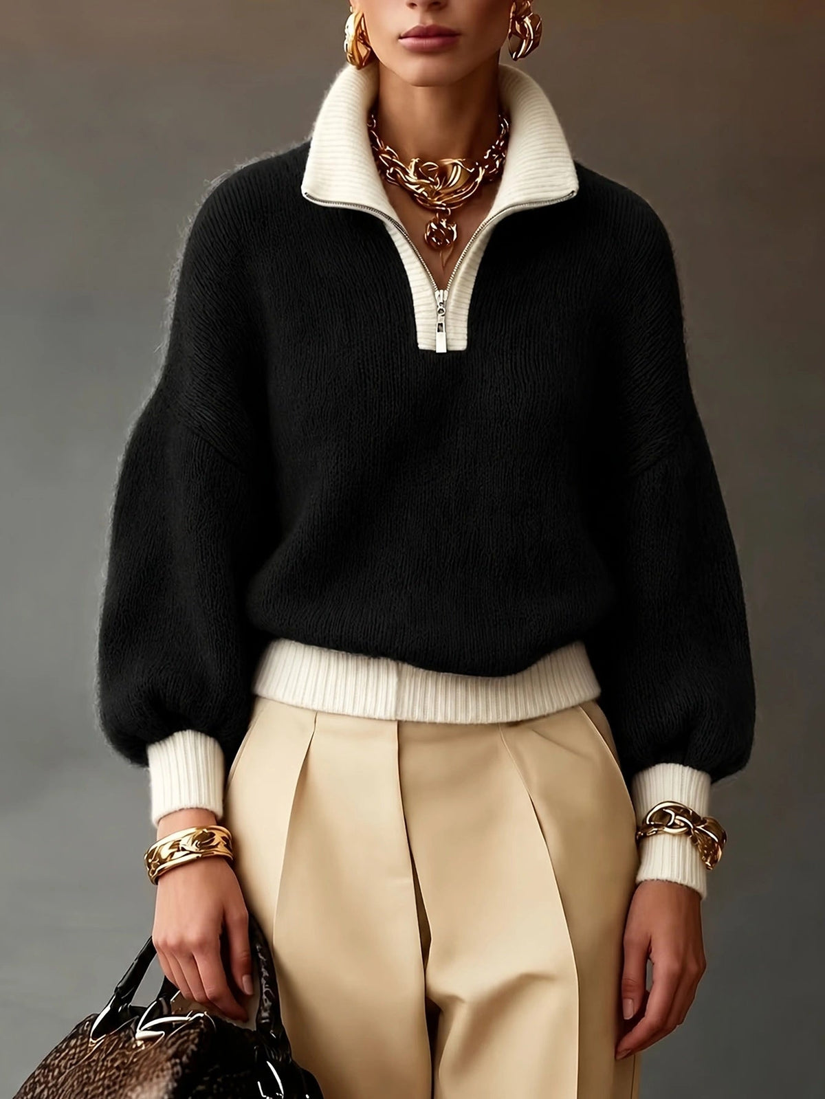 Violaine | Pull lavande à demi-zip