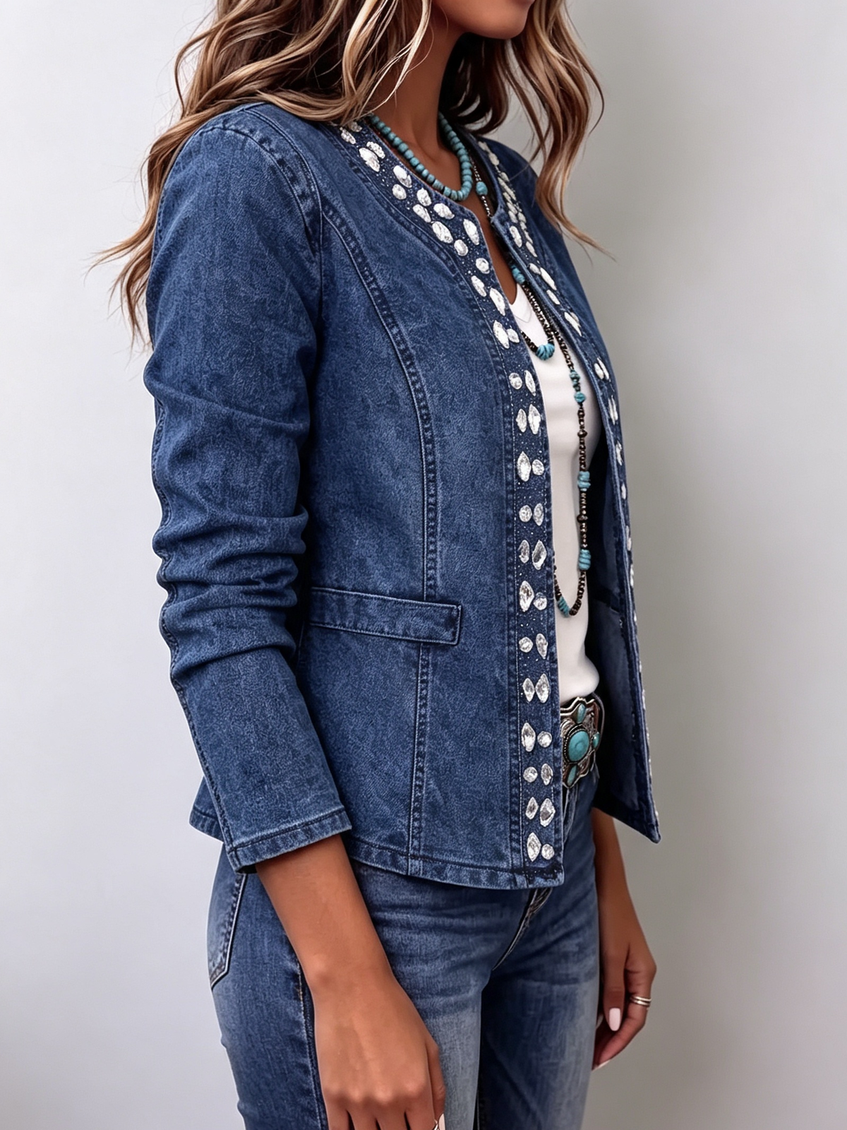 Nérine | Veste en jean à strass