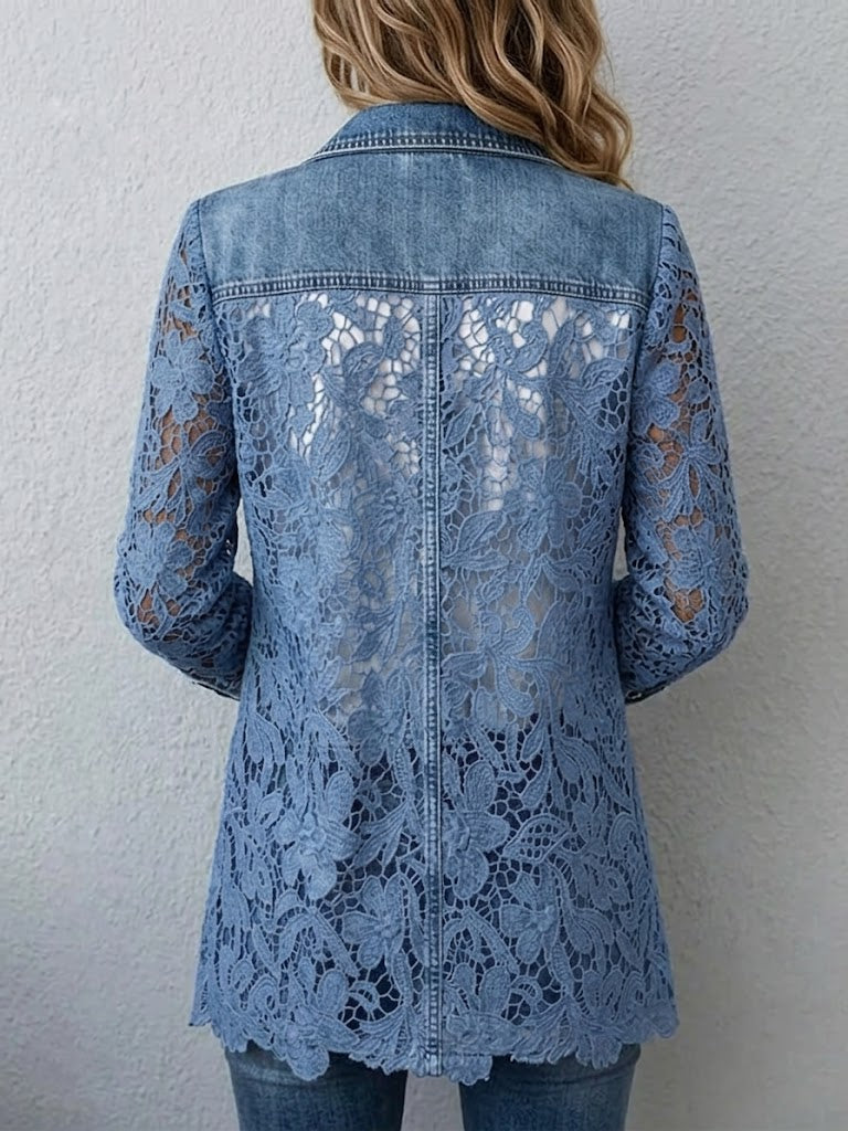 Gaétane | Blazer en jean à dentelle