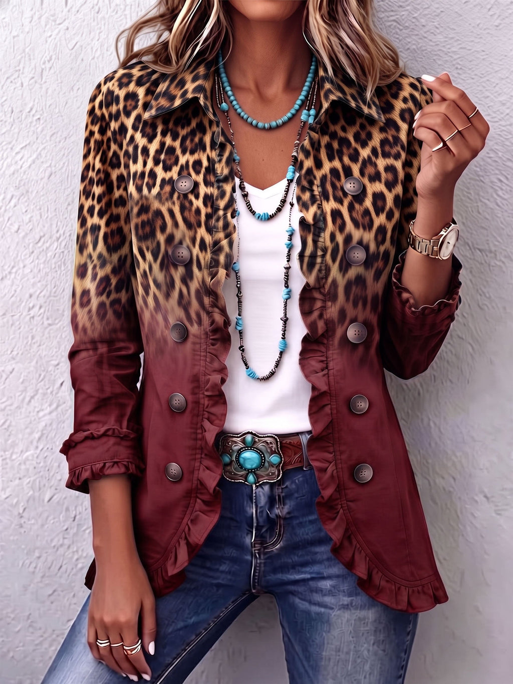Rosemonde | Blazer léopard à volants