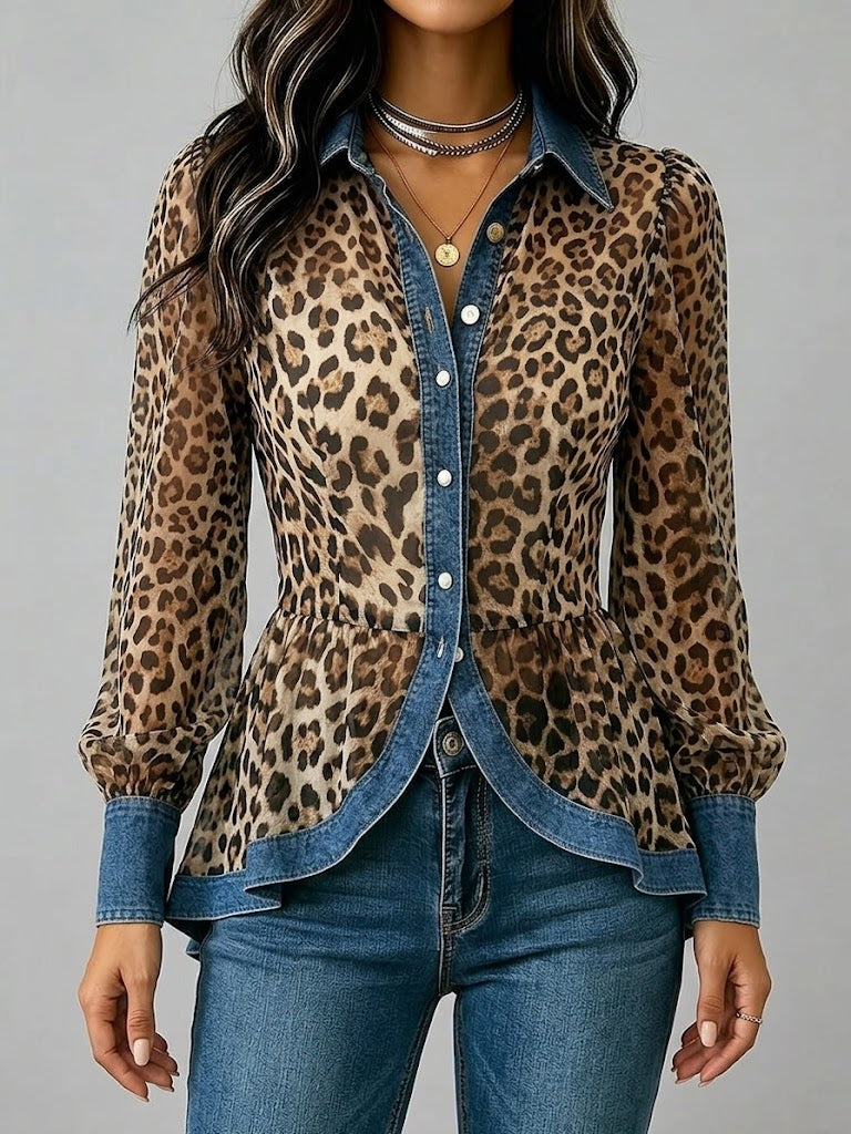 Hortense | Chemise léopard et denim