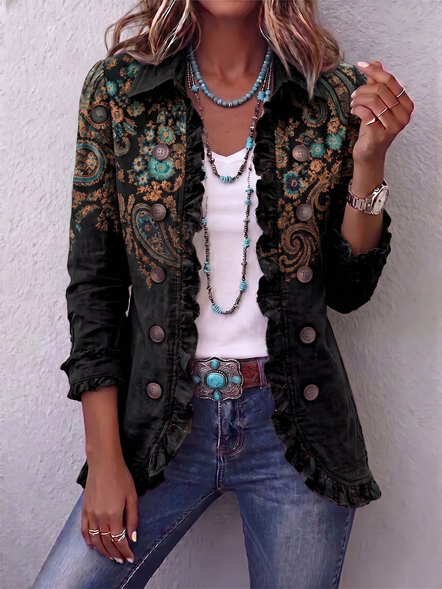 Léontine | Veste paisley à volants