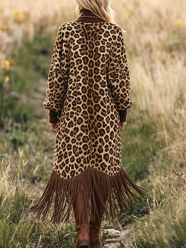 Quitterie | Robe léopard à franges