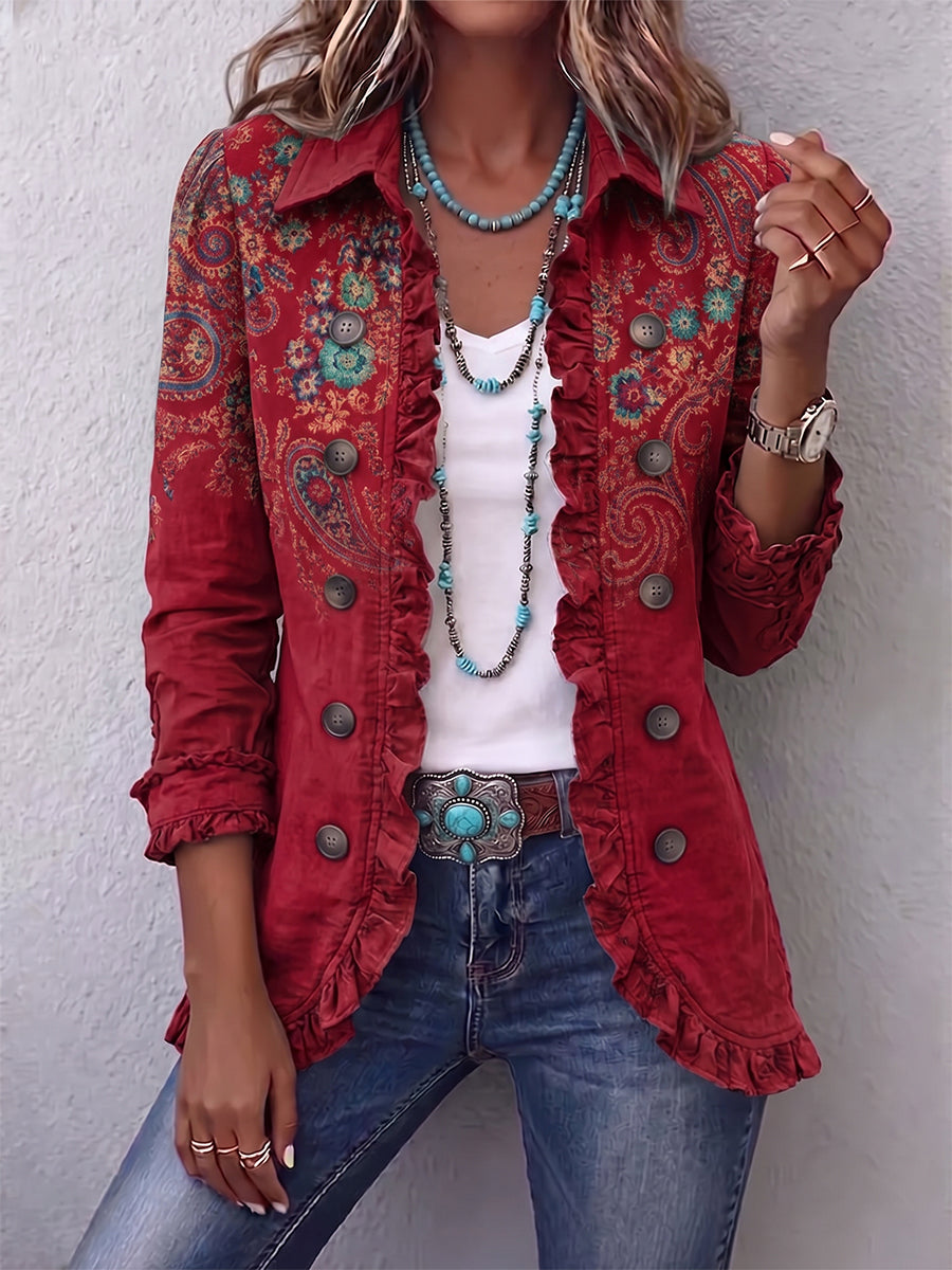 Léontine | Veste paisley à volants