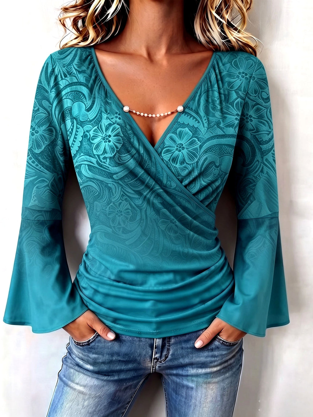 Raphaëlle | Blouse fleurie à perles