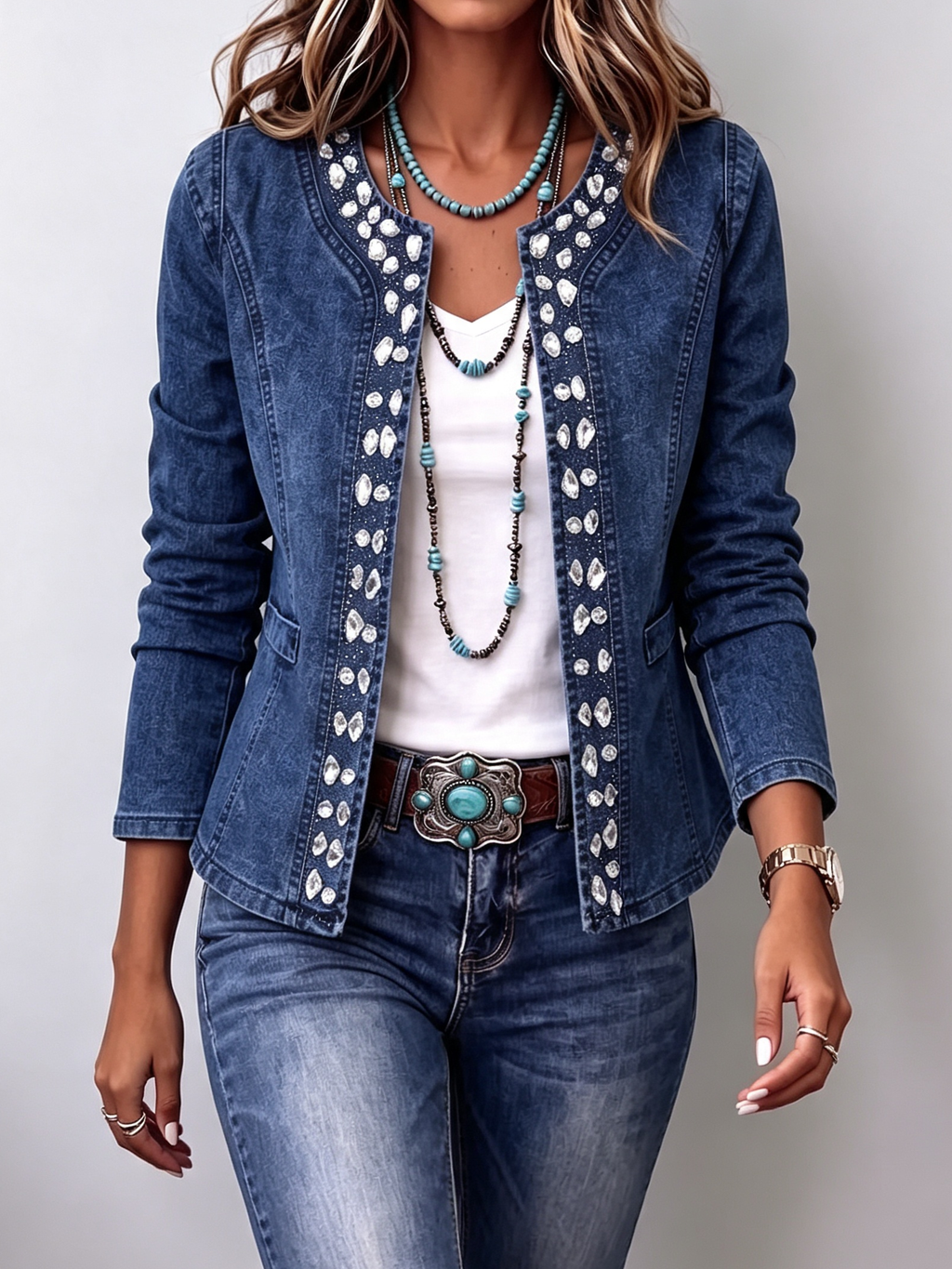Nérine | Veste en jean à strass