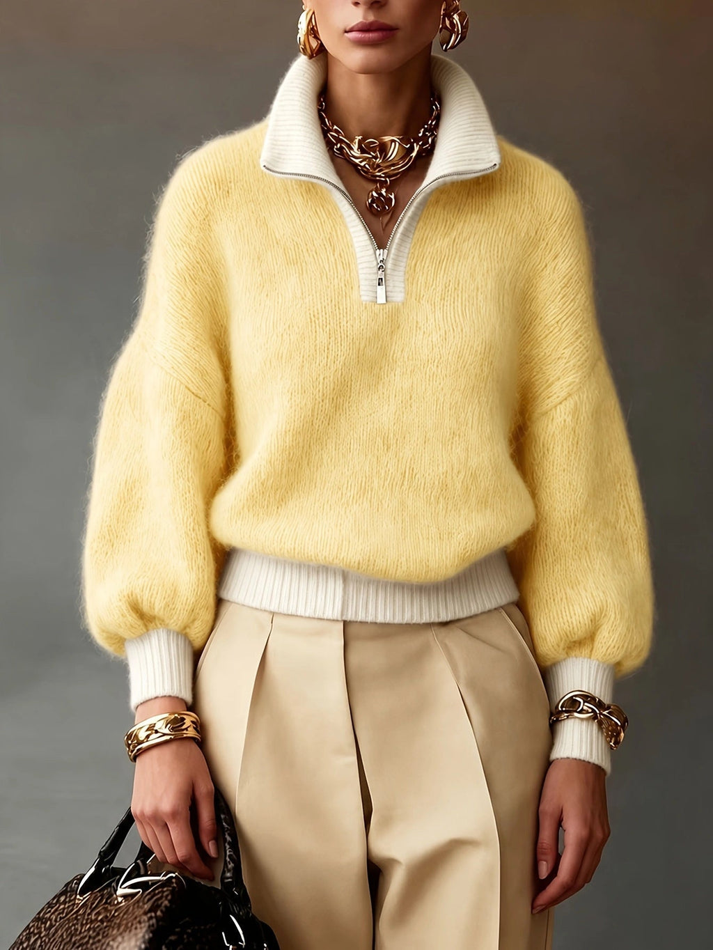 Violaine | Pull lavande à demi-zip