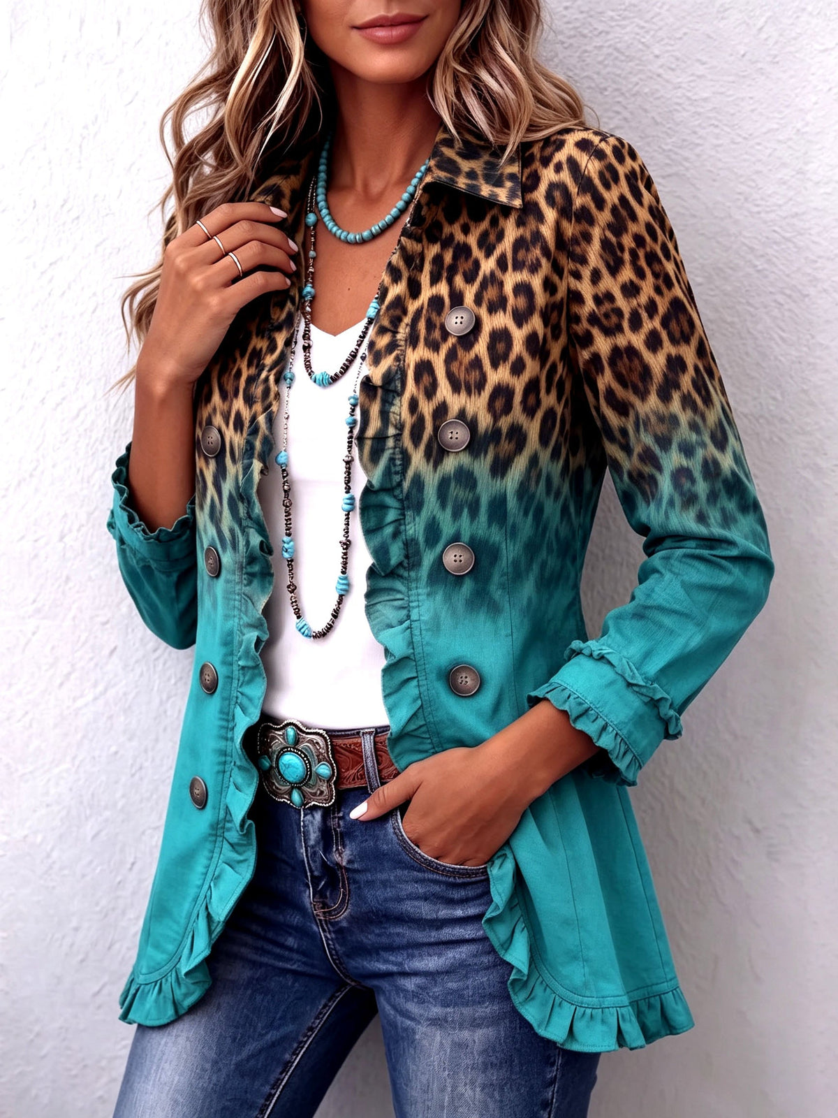 Rosemonde | Blazer léopard à volants