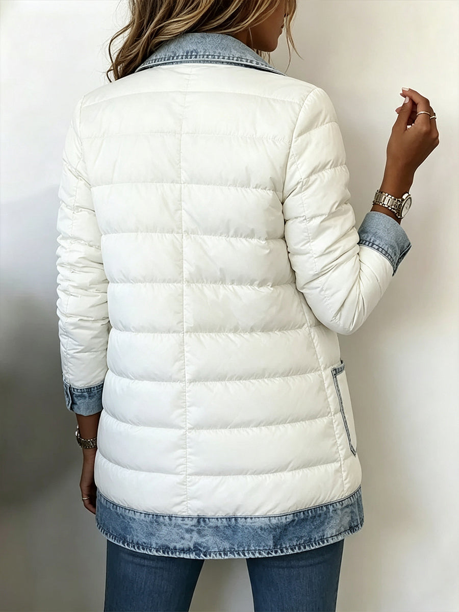 Martine | Doudoune à empiècements en denim