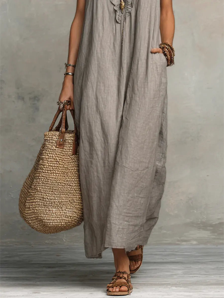 Camille | Robe longue bohème en lin et coton