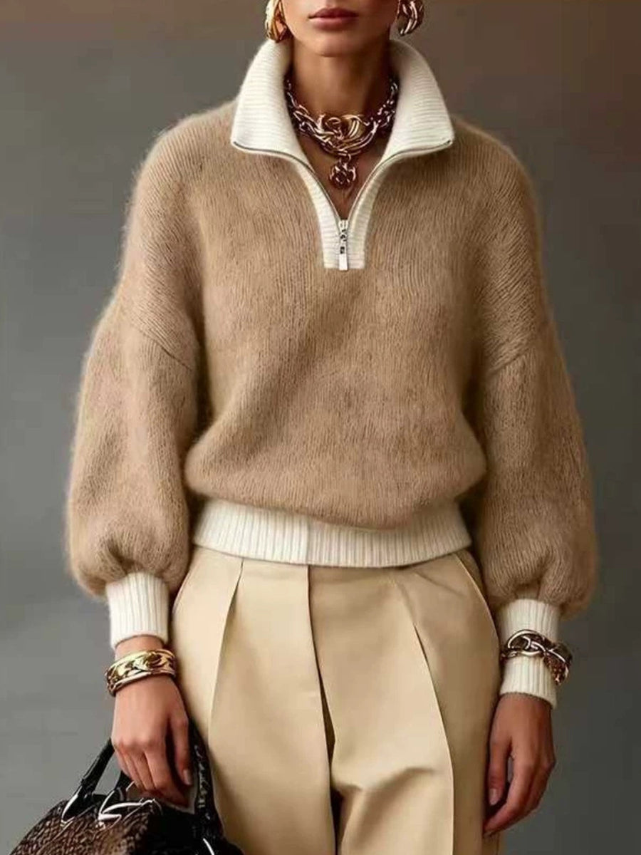 Violaine | Pull lavande à demi-zip