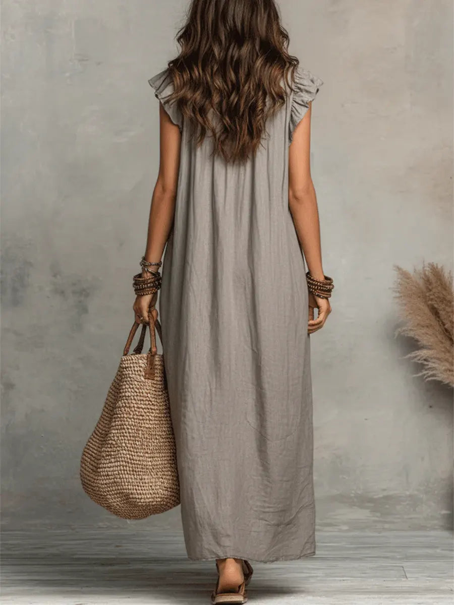 Camille | Robe longue bohème en lin et coton