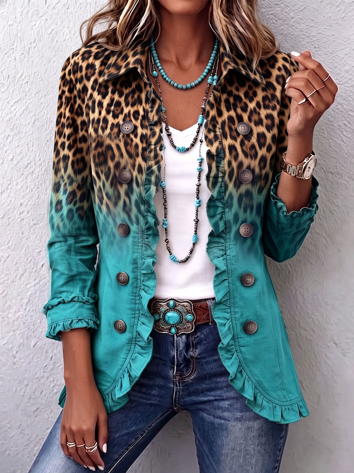 Rosemonde | Blazer léopard à volants